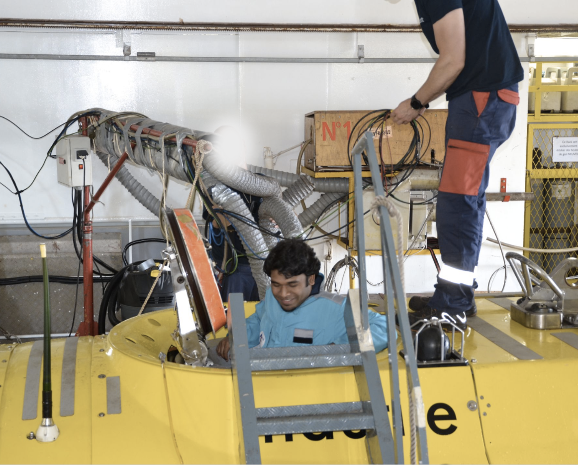 Entering the Nautile submersible