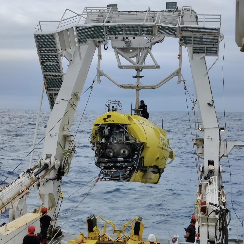 Nautile submersible being deployed