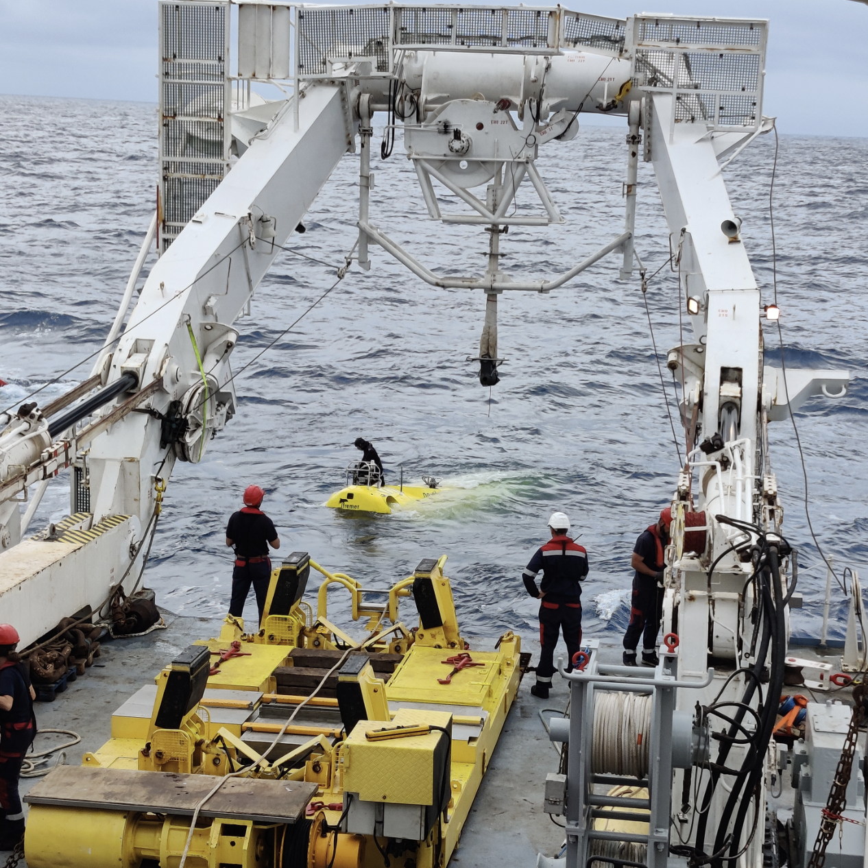 Nautile submersible on the deck of the ship